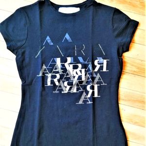 ZARA Collection black embellished t-shirt, S